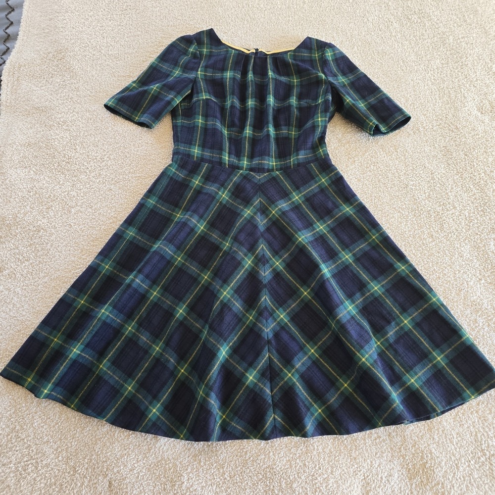 Boden British Tweed By Moon Tartan Plaid Wool Blend Plaid Fit & Flare Dress 4R‎